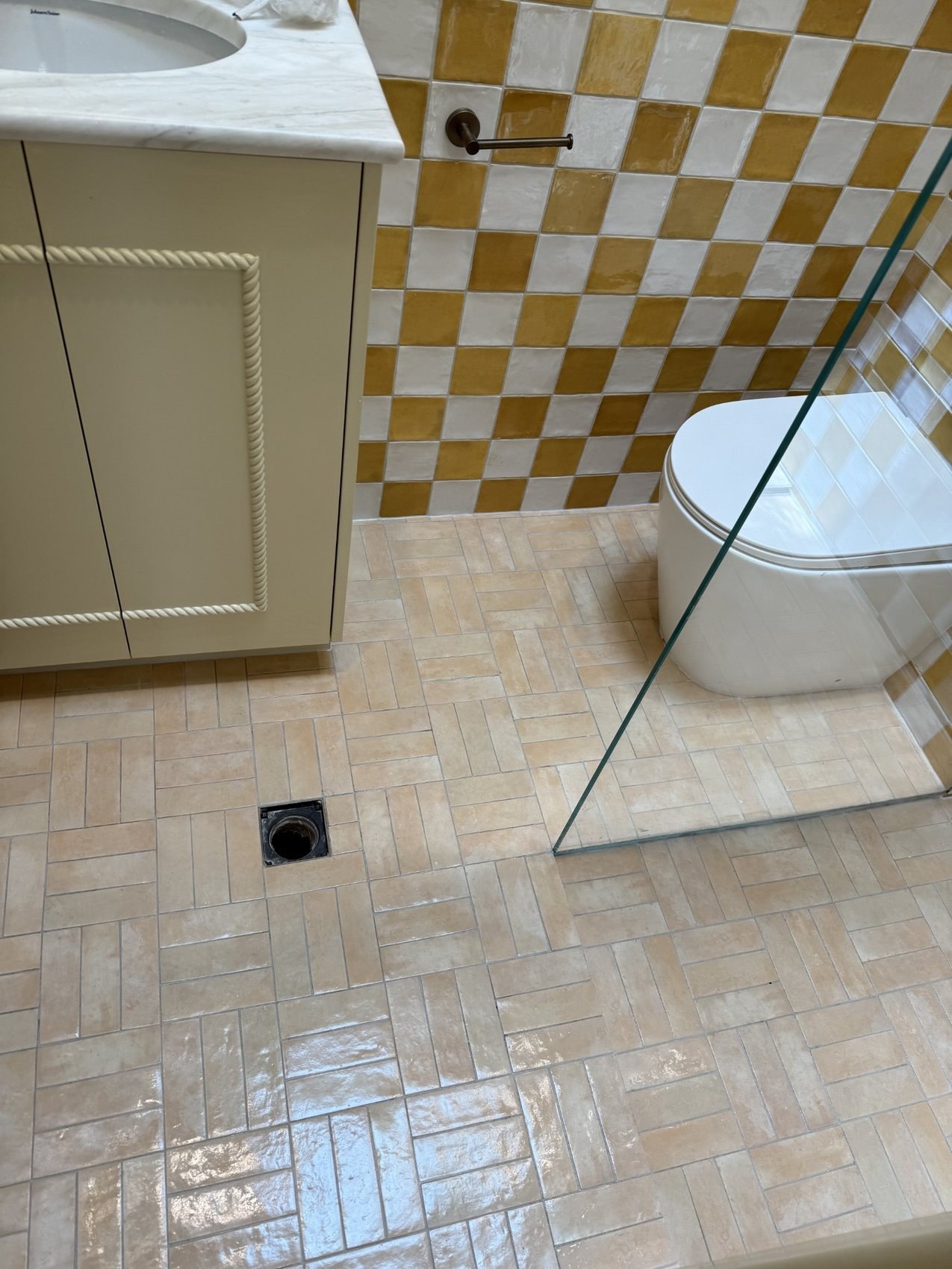 Bathroom floor and tiled wet area during preparation stage